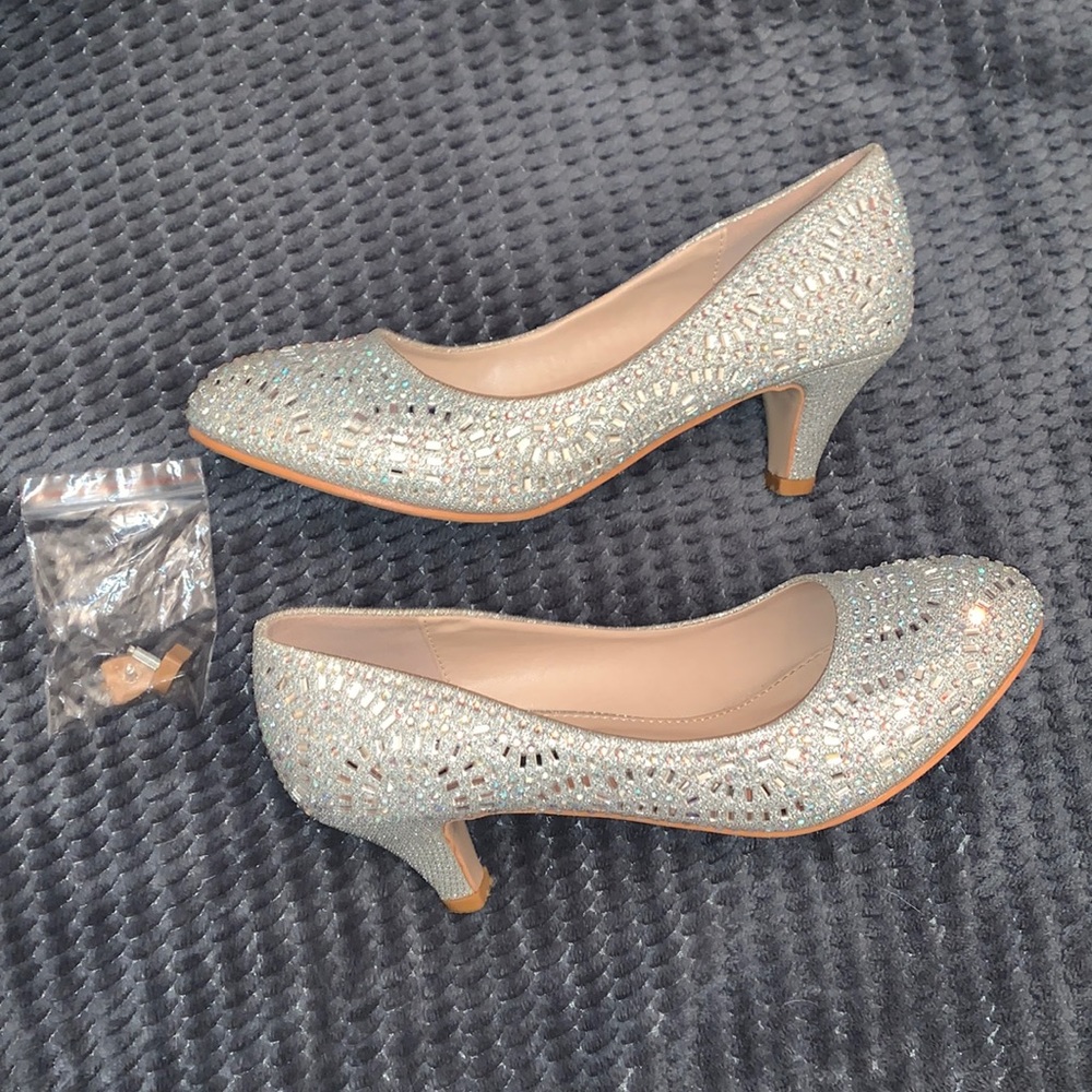 Sparkly silver heels
